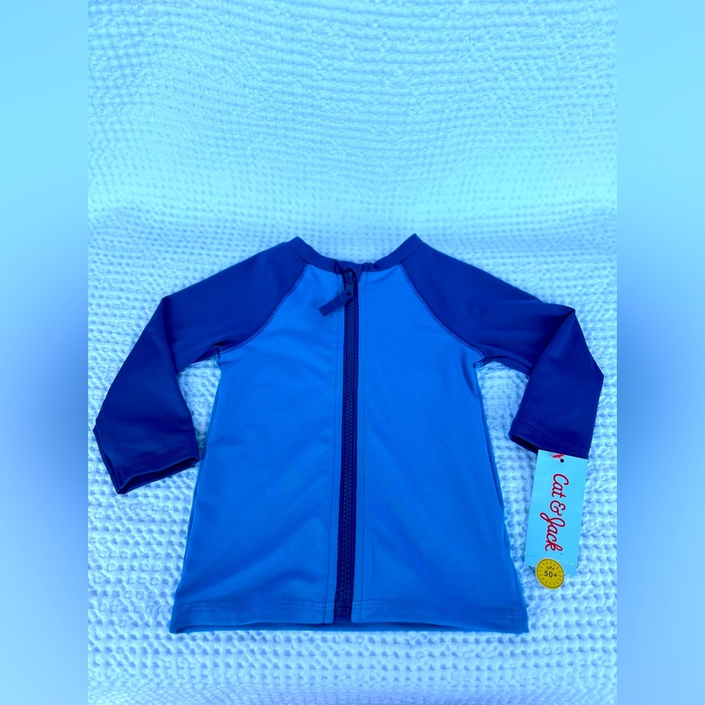 Long sleeve baby swim top| Jack and cat blue long sleeve swim| swim free shorts
